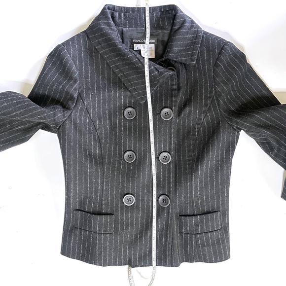 Franco Mirabelli Wool Black Pin Stripe Blazer Sz 6 - Picture 4 of 10